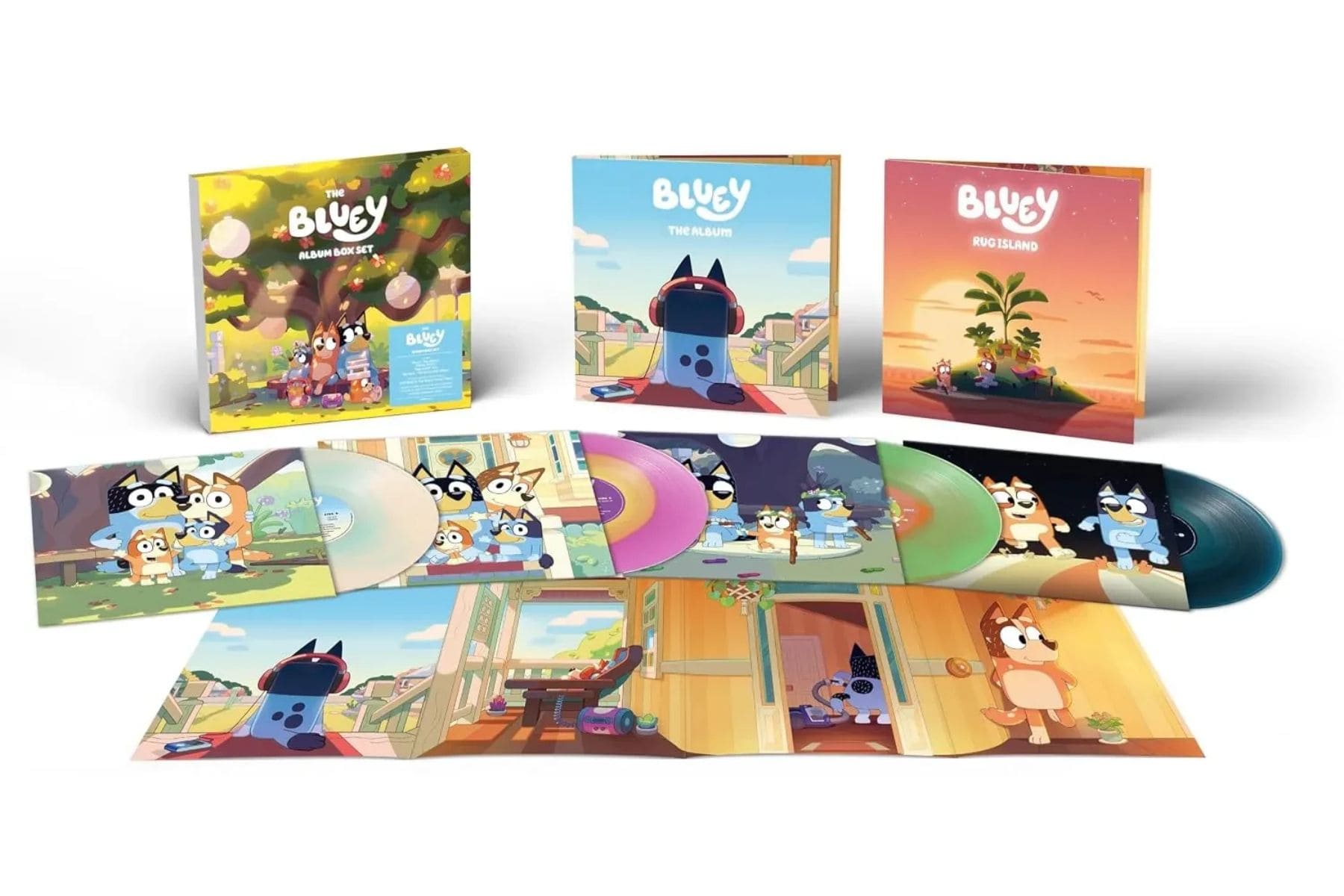 Caja de colección en vinilo de las bandas sonoras de la serie Bluey.