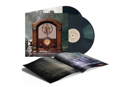 Set de dos discos de vinilo de The Spirit of Radio de Rush sobre un fondo oscuro